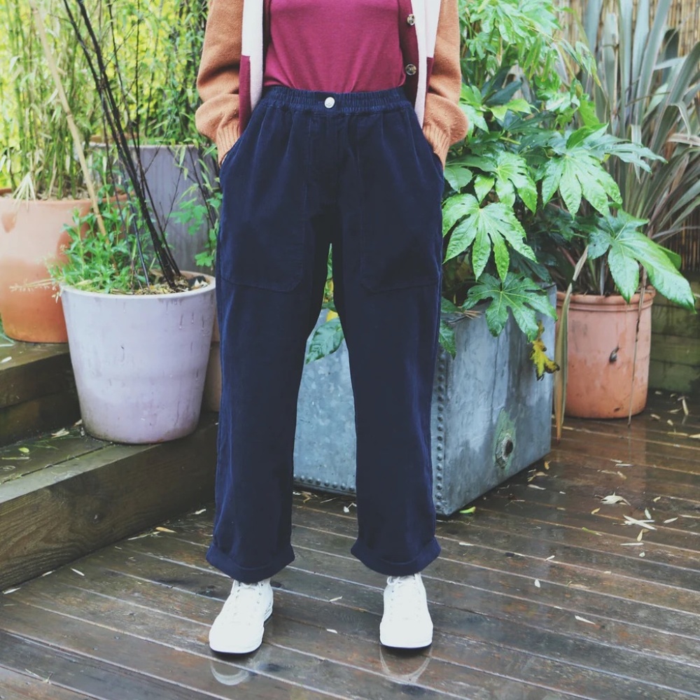 L.F. MARKEY Relaxed Fit Beckett Trouser Pants in Navy corduroy